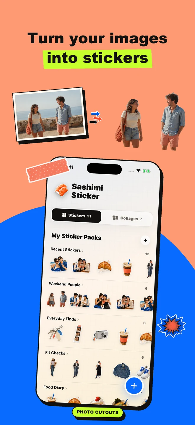 Turn images into stickers — actual app screen