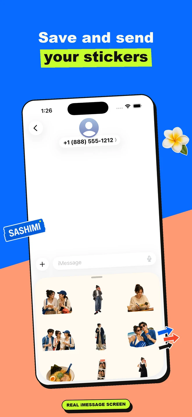 Save and send stickers — actual app screen